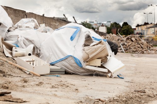 Construction site in Yeading with waste being cleared for development